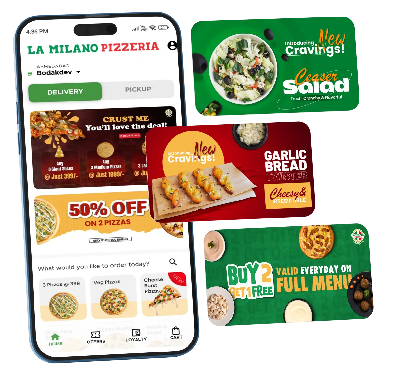 La Milano Pizzeria App Mockup